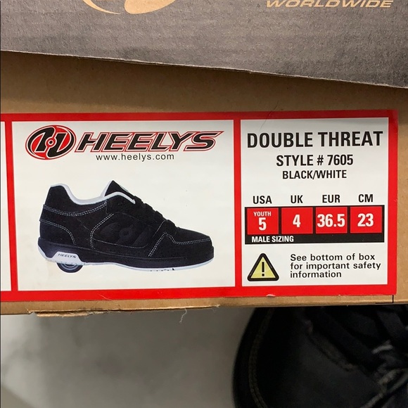 Heelys Double Threat 7605 black/ white sz 5 - Picture 5 of 5